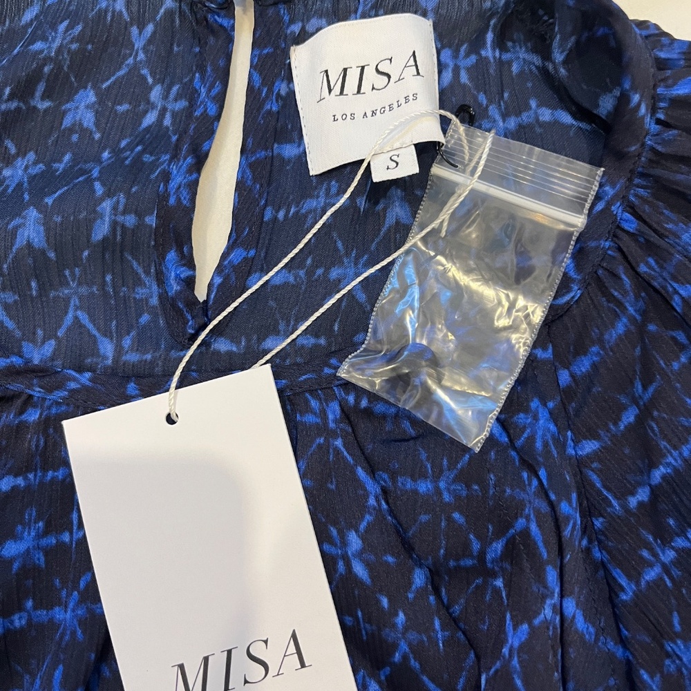 MISA Los Angeles Victoire Shibori Dyed Puff-Sleeve TopSz XS & Small - Picture 9 of 9